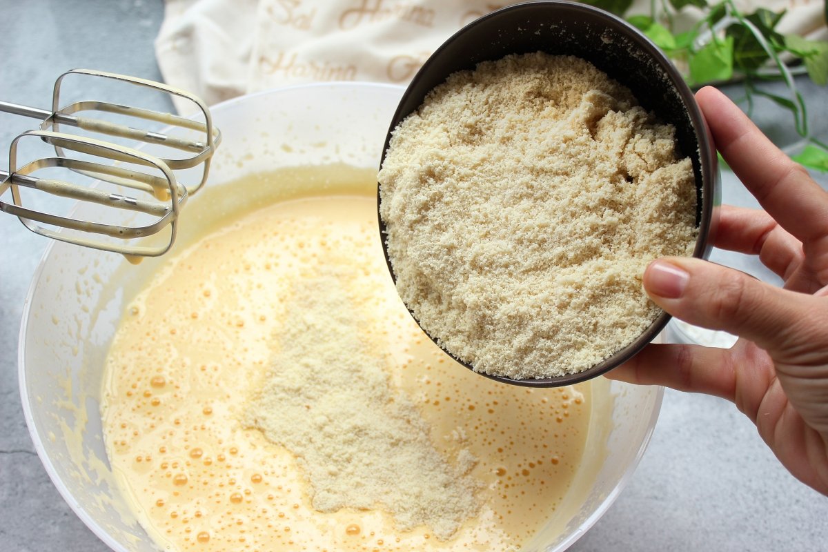 Adding the almond flour to the mixture