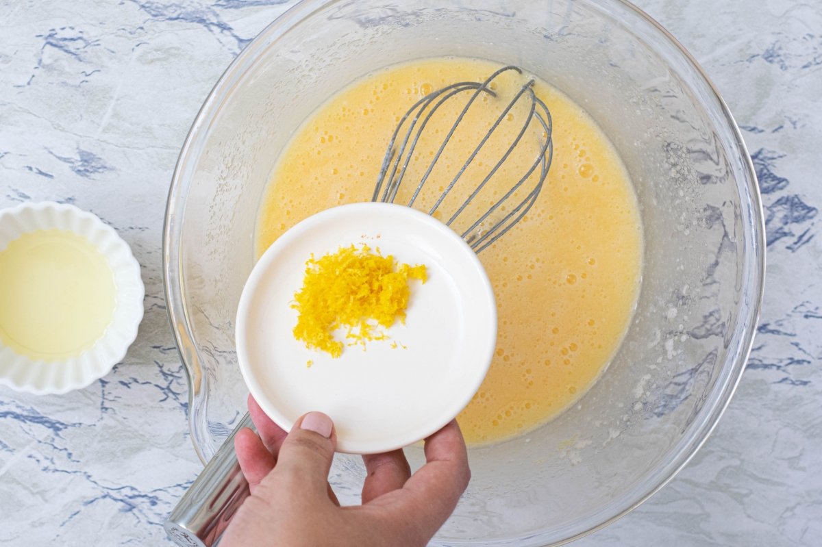 Add zest and juice to homemade lemon cake