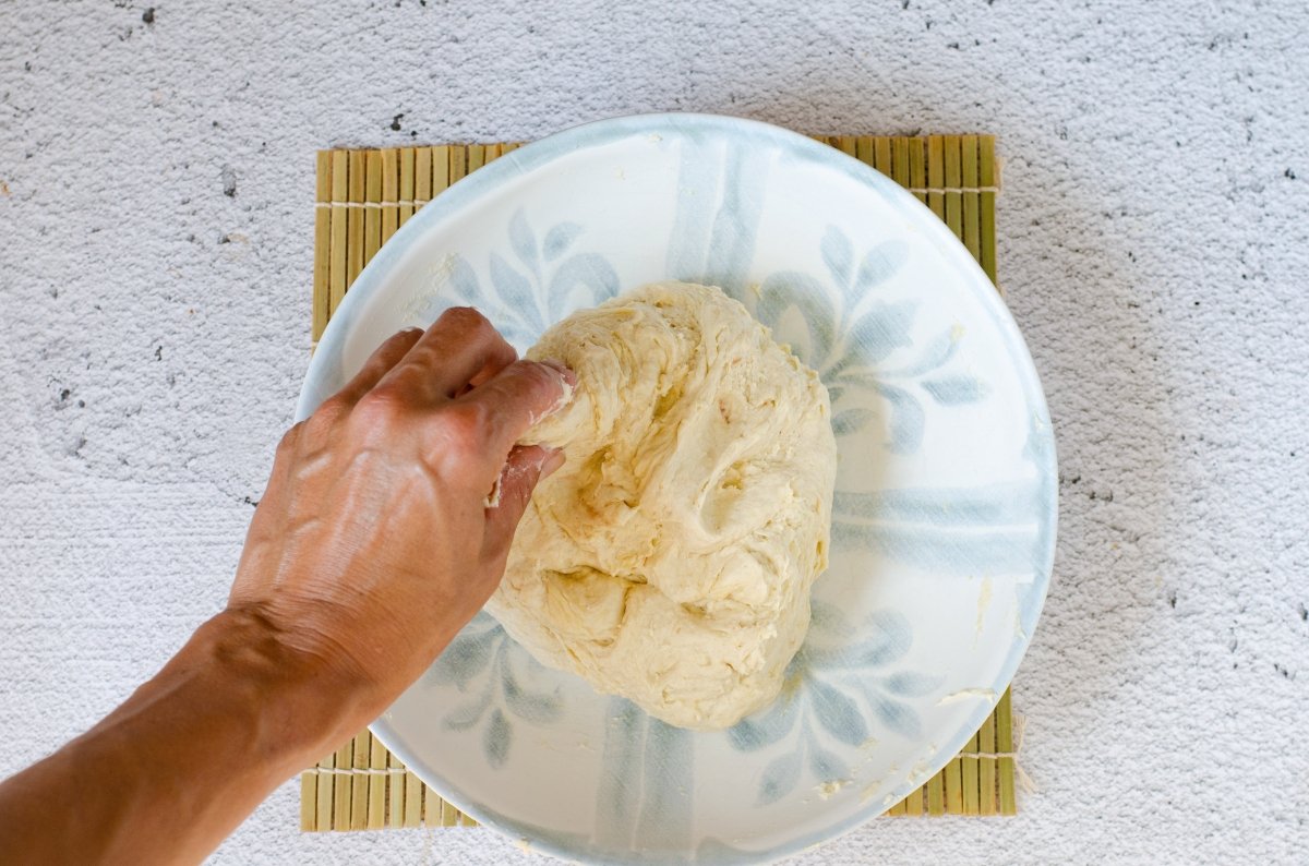 Kneading homemade bao bread