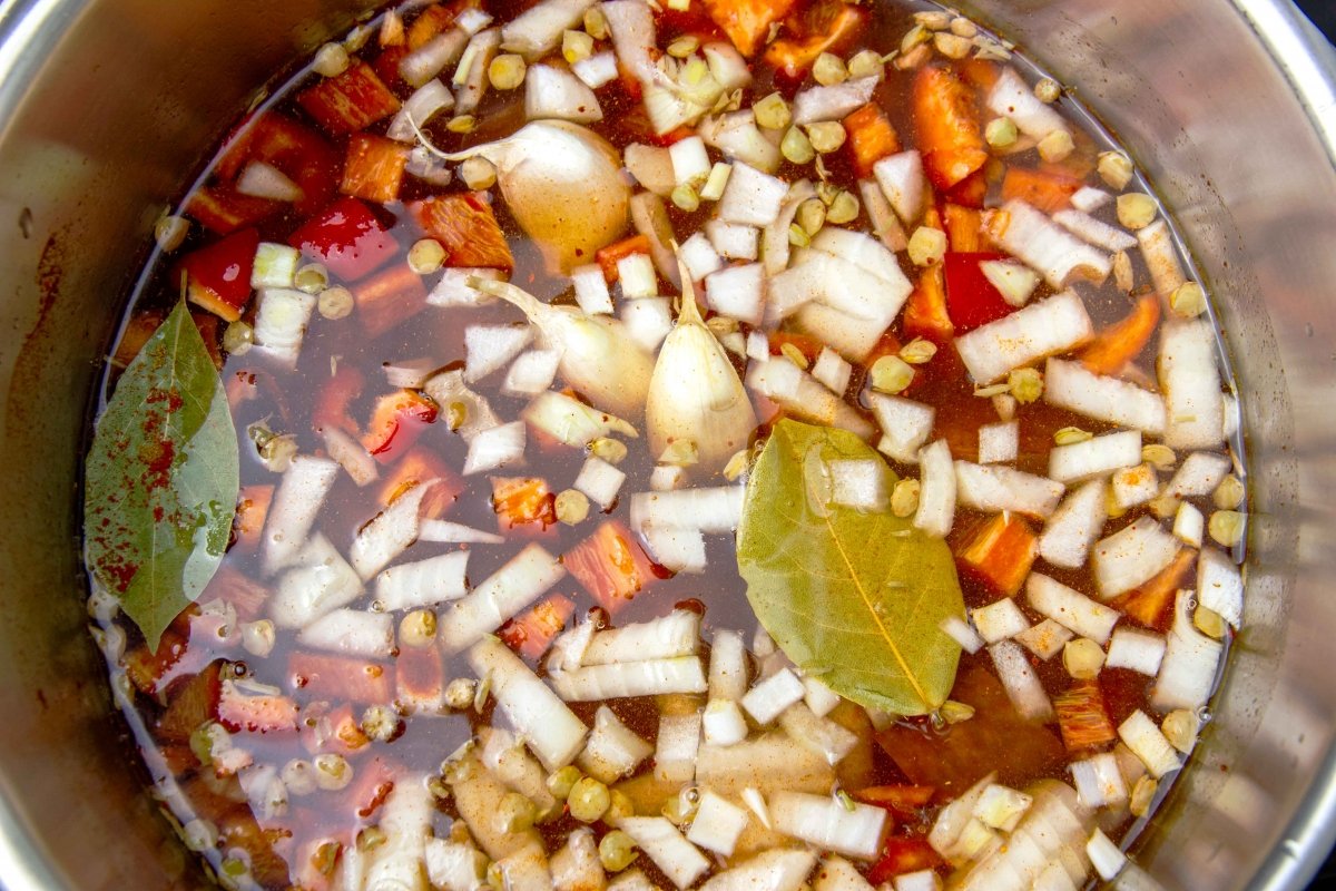 Add the water to the lentil stew
