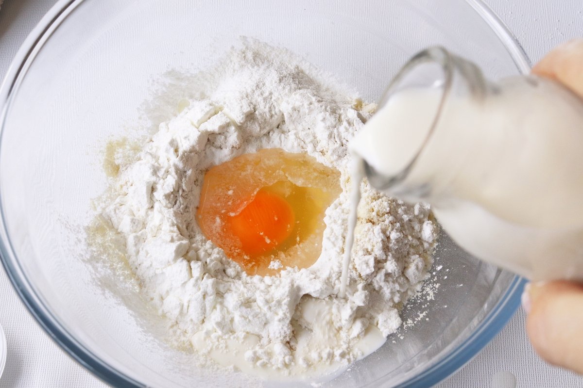 Add liquid ingredients for gluten-free pancakes