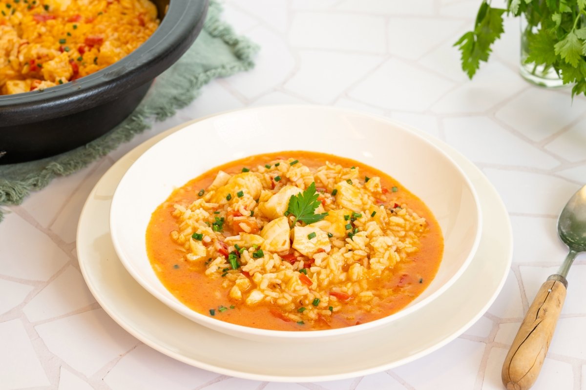 Arroz caldoso con bacalao