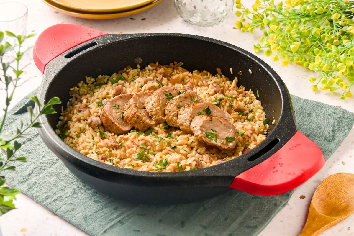 Arroz con solomillo listo para comer