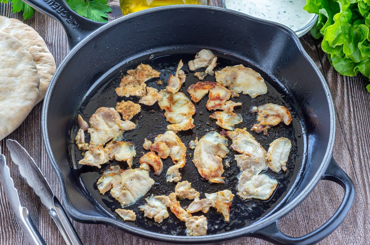 Grill the kebab slices in a frying pan