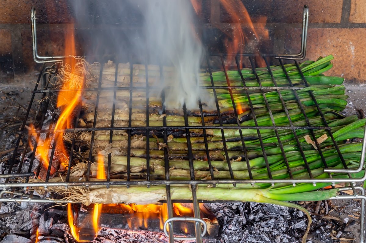 Asar los calçots a la brasa