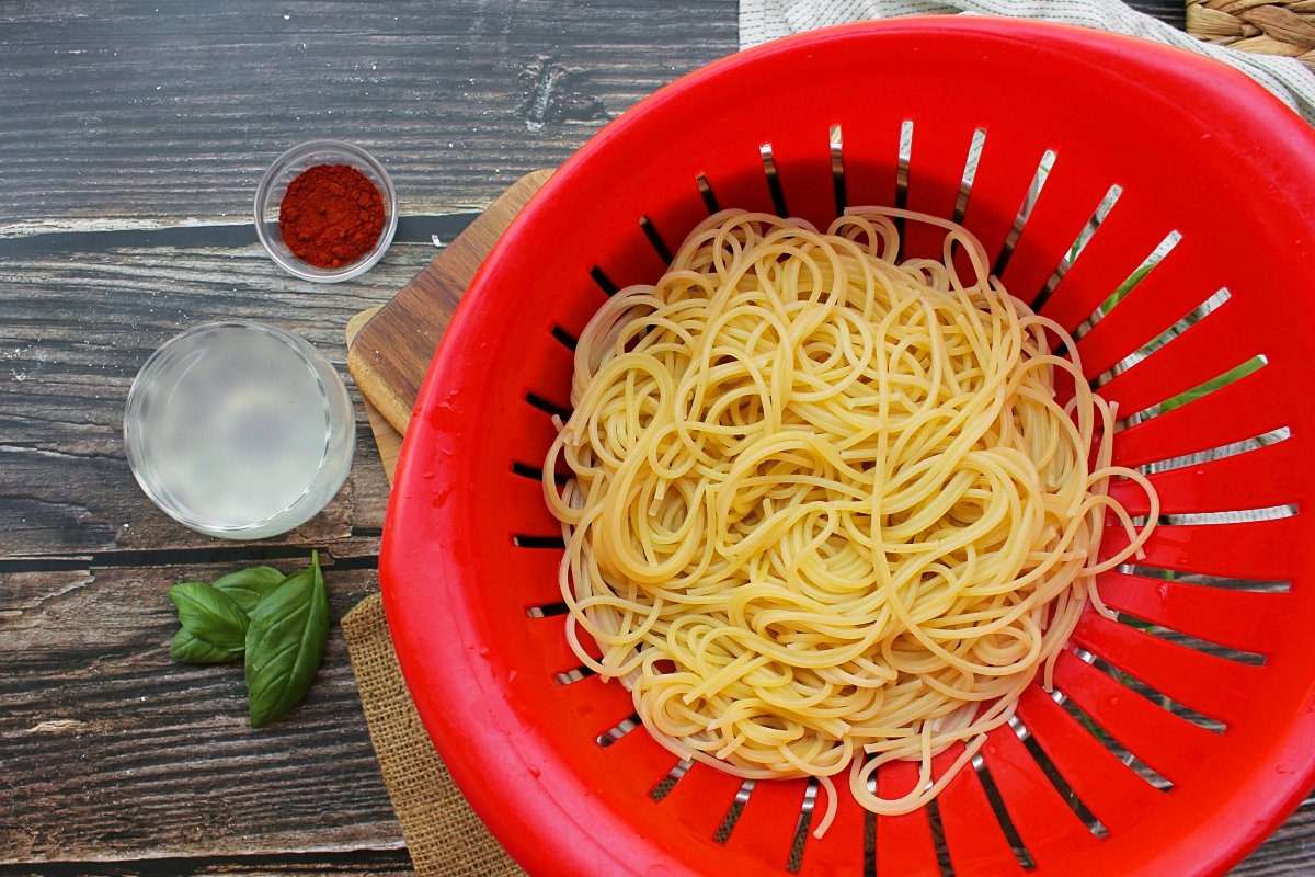Aspecto de los espaguetis una vez cocidos