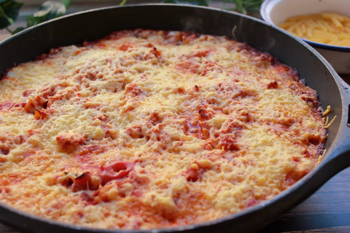 Aspecto de los macarrones una vez gratinados *