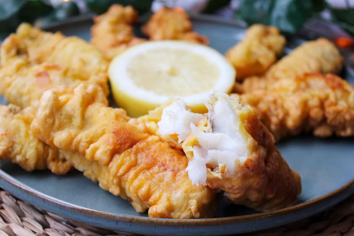 Aspecto interior del rape rebozado