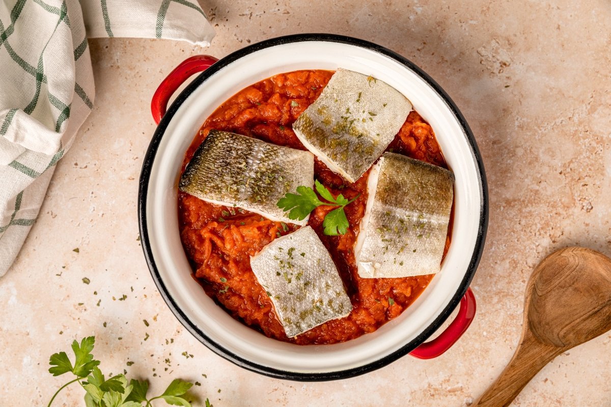 Bacalao con tomate en Thermomix servido