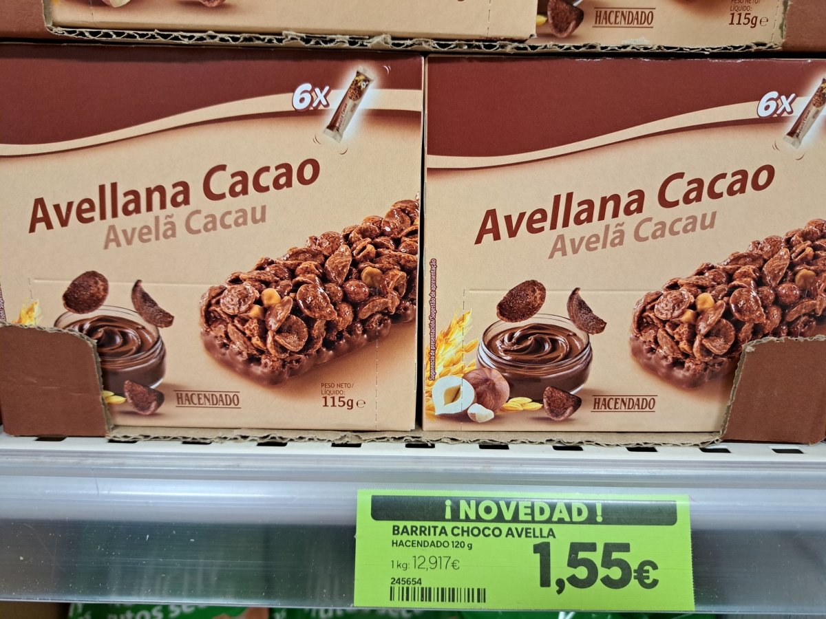 Barritas de cereales avellana y cacao Hacendado