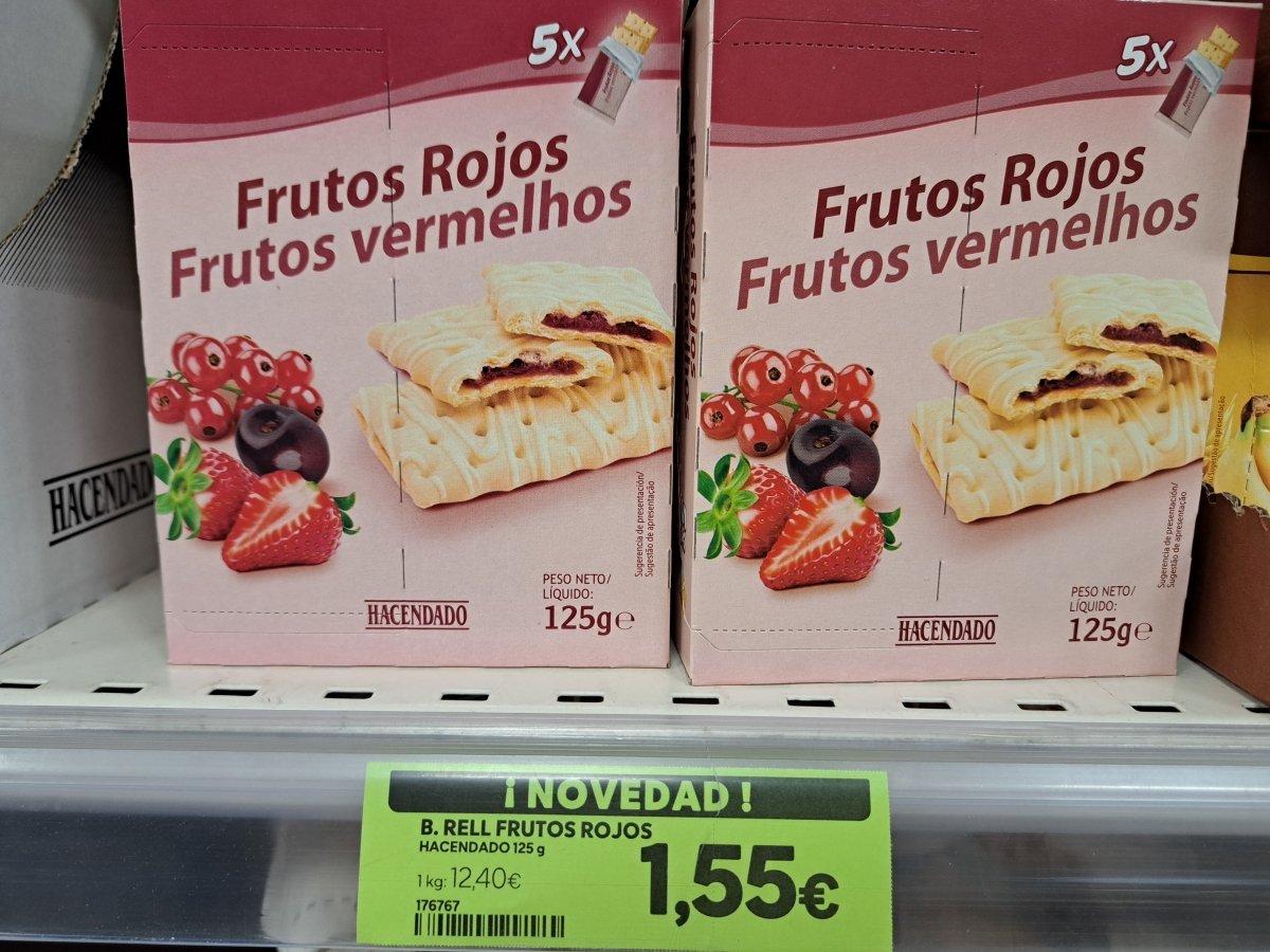 Barritas de galleta y frutos rojos Hacendado