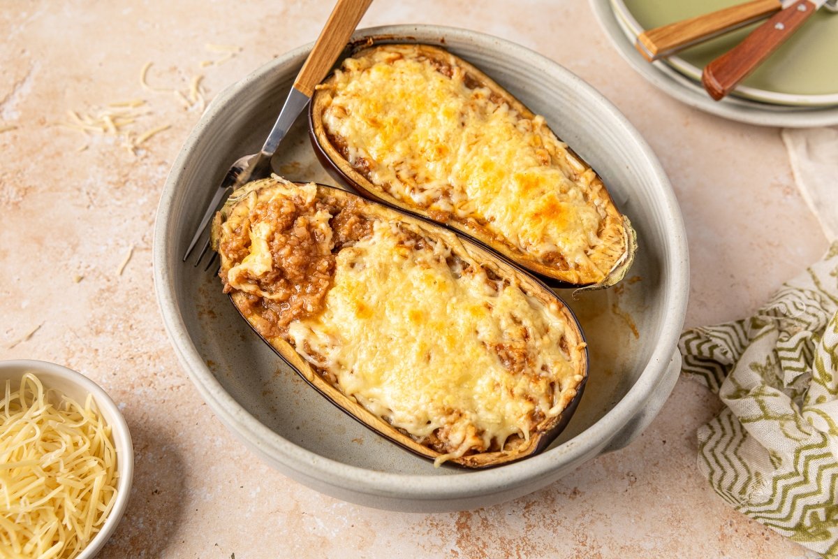 Berenjenas rellenas en Thermomix servidas