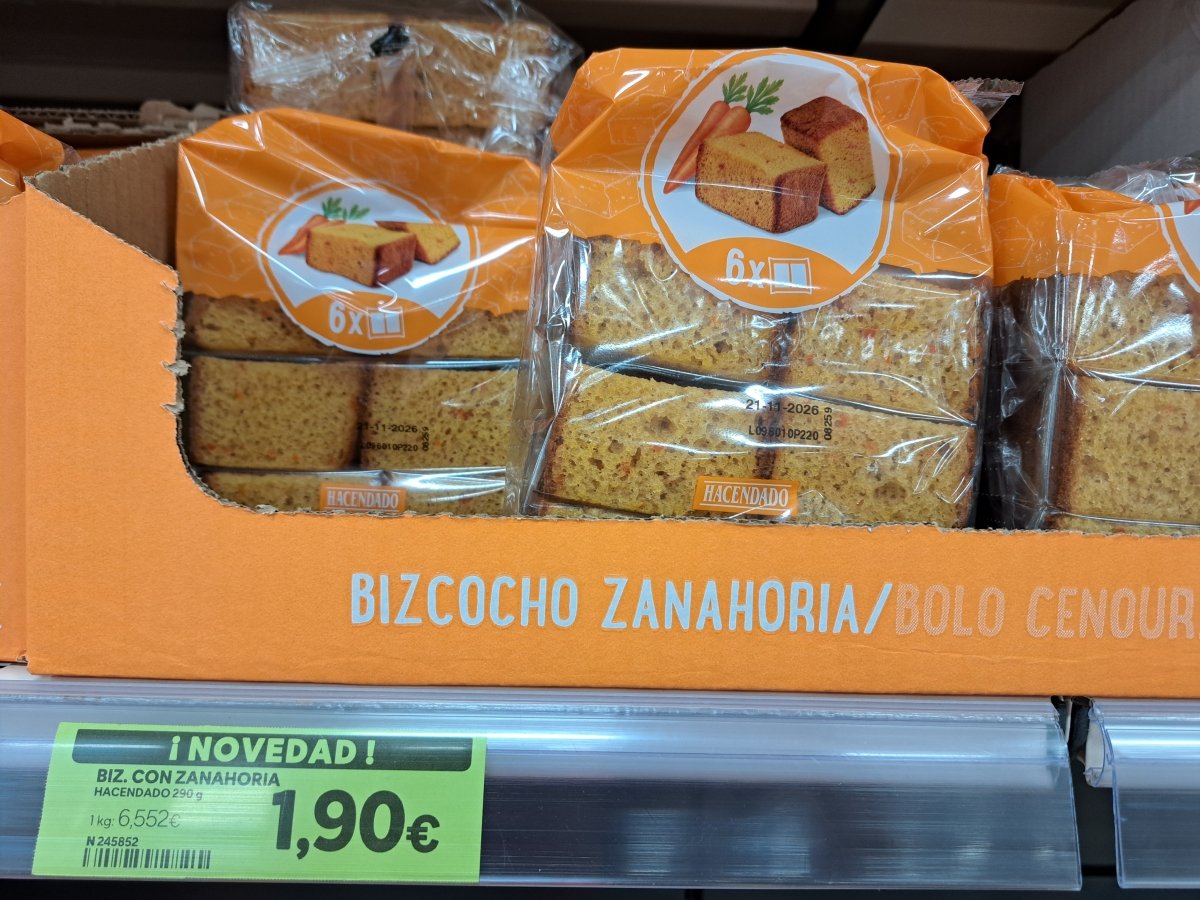 Bizcocho con zanahoria Hacendado