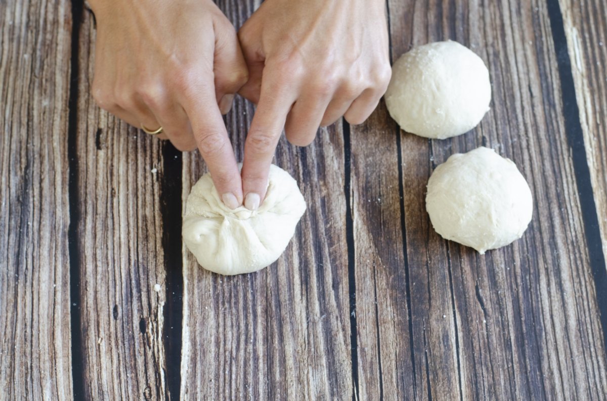 rounded portions of sandwich dough