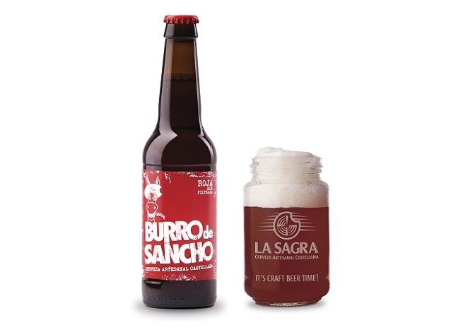 Botella y vaso de Burro de Sancho Roja