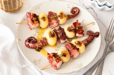 Brochetas de pulpo