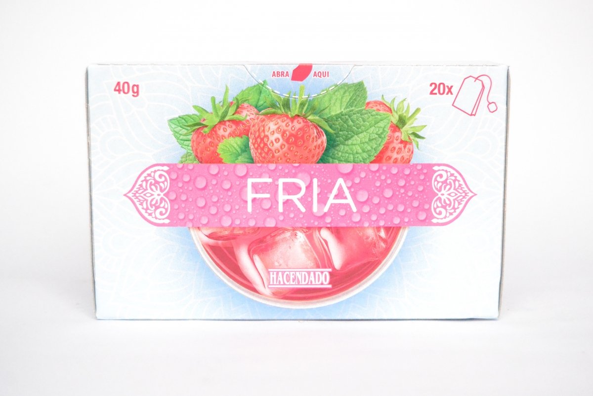 Caja de 20 infusiones frías de Merrcadona con sabor a fresa y hierbabuena