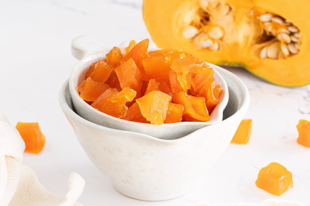Calabaza confitada lista para servir