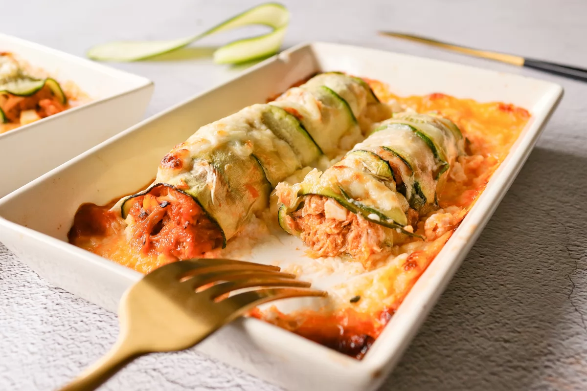 Canelones de calabacín con el interior jugoso