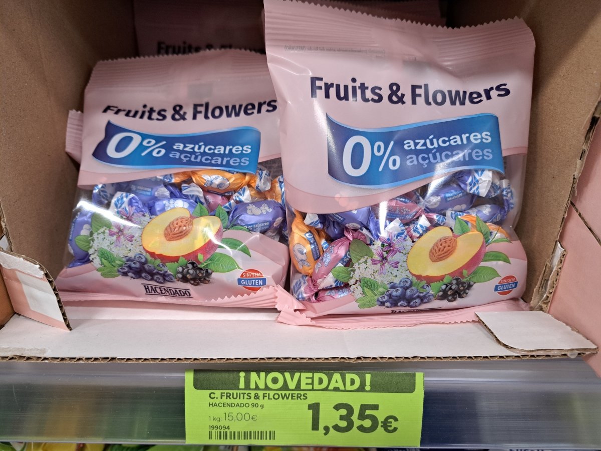 Caramelos Fruits & Flowers Hacendado 0% azúcares