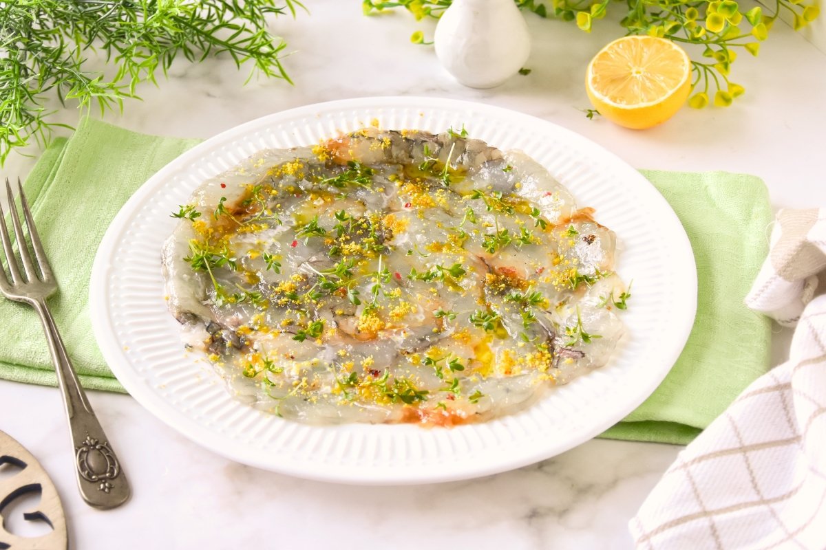 Carpaccio de gambas listo para comer