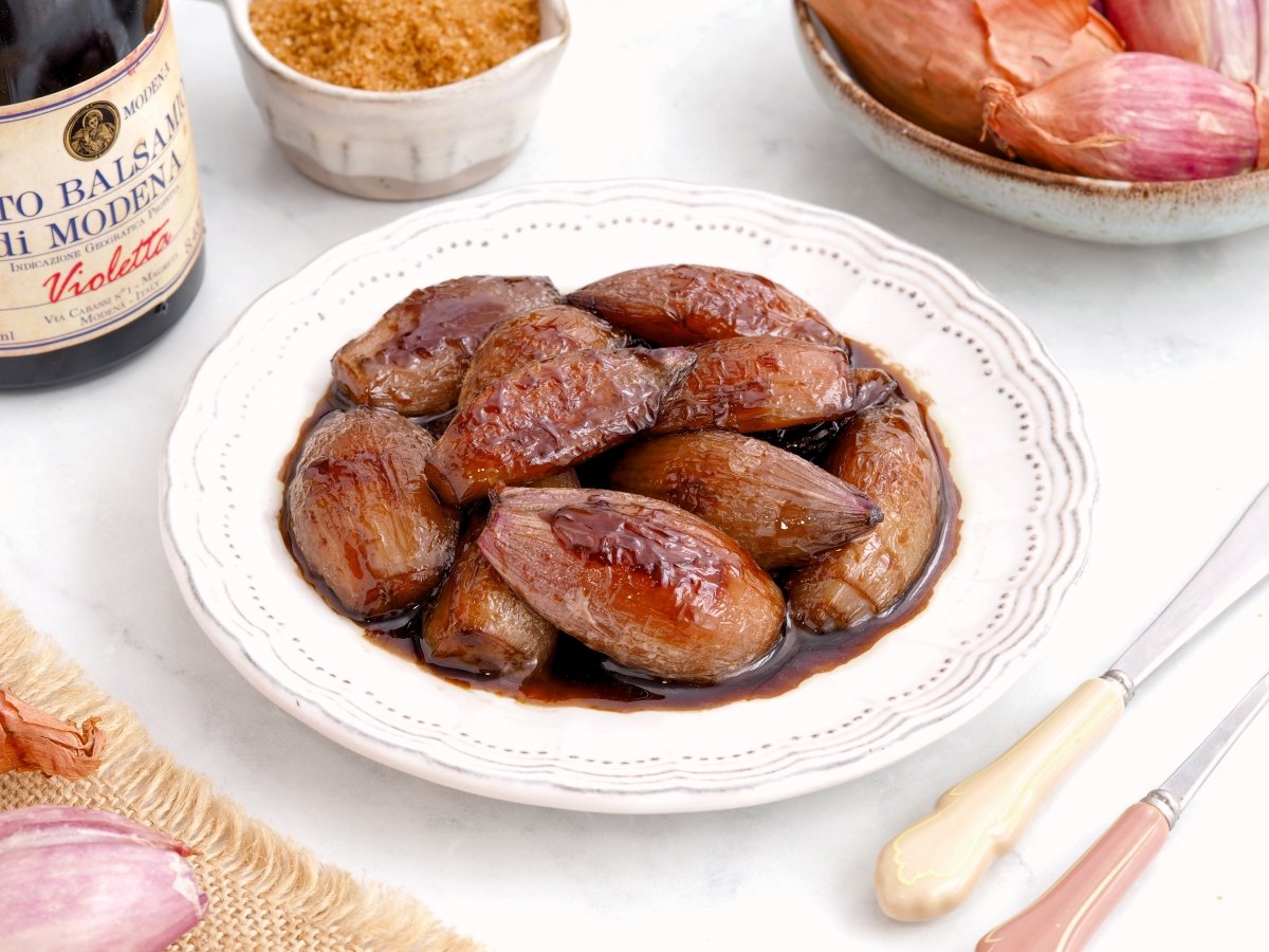 Chalotas caramelizadas listas para servir