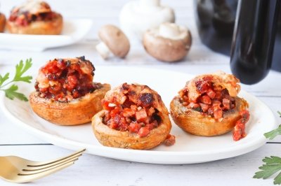 Champiñones rellenos en freidora de aire