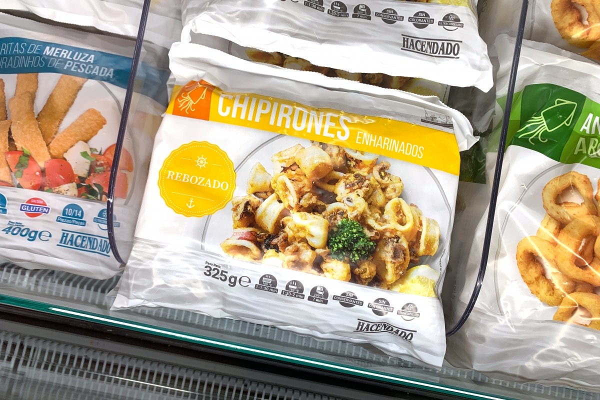 Chipirones enharinados congelados de la marca Hacendado