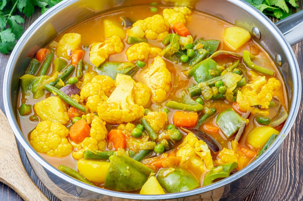 Cocción del curry de verduras