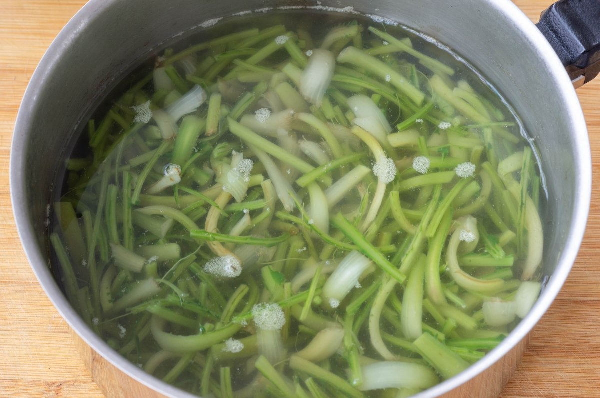 Cocer las tagarninas para hacerlas esparragadas