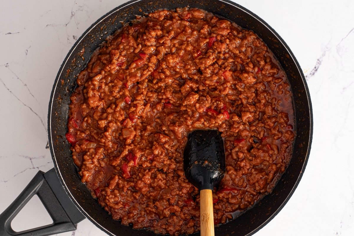 Cocinamos el relleno de carne del Sloppy Joe