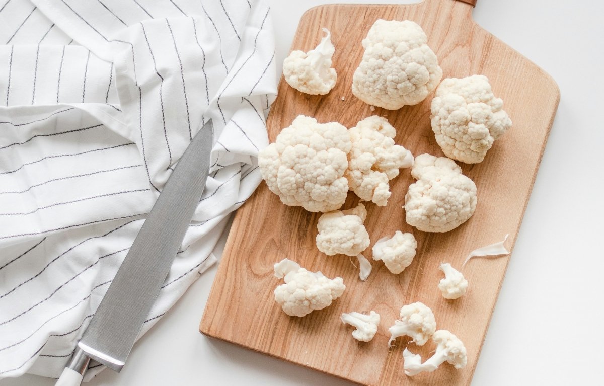 Corte de coliflor en ramilletes