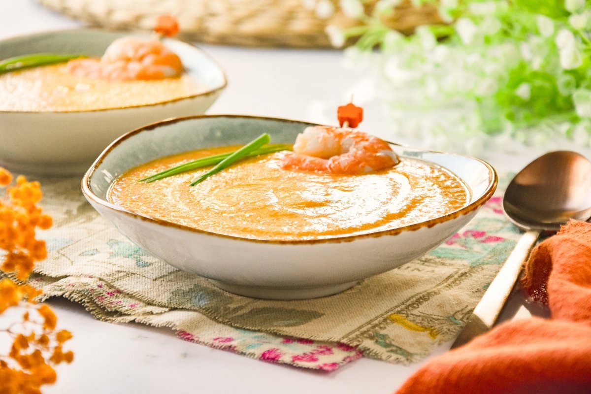 Crema de langostinos casera