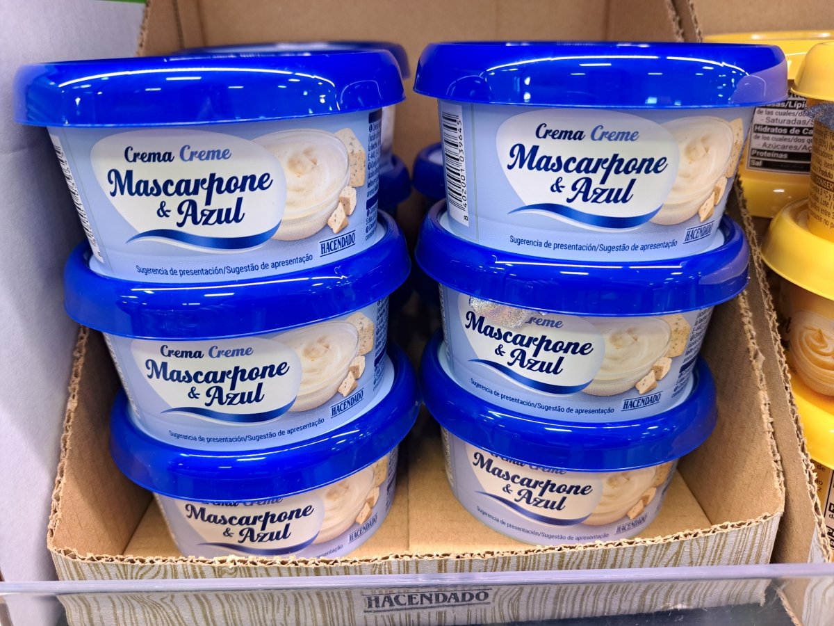 Crema de queso mascarpone y queso azul Hacendado