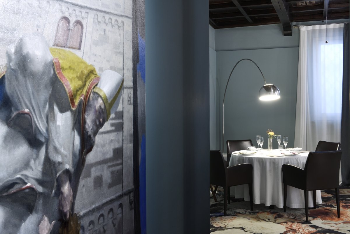 Decoración del restaurante Osteria Francescana en Módena