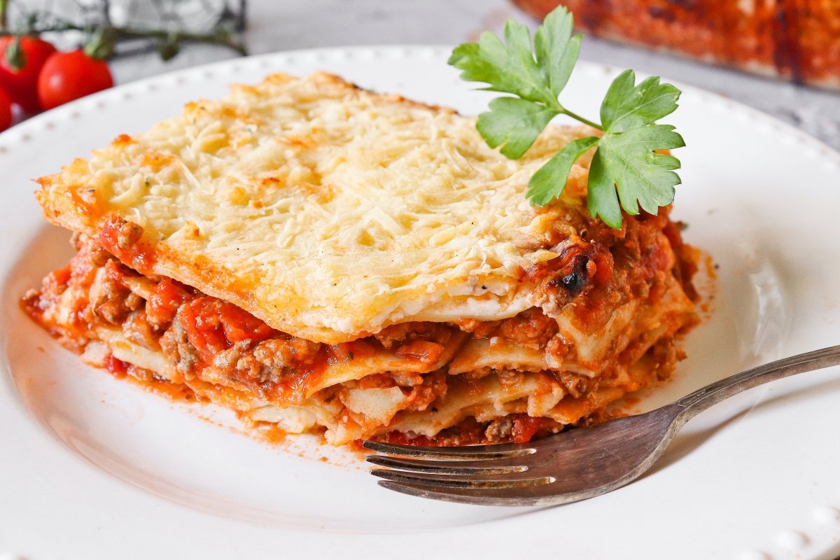 Degustando la lasaña sin gluten