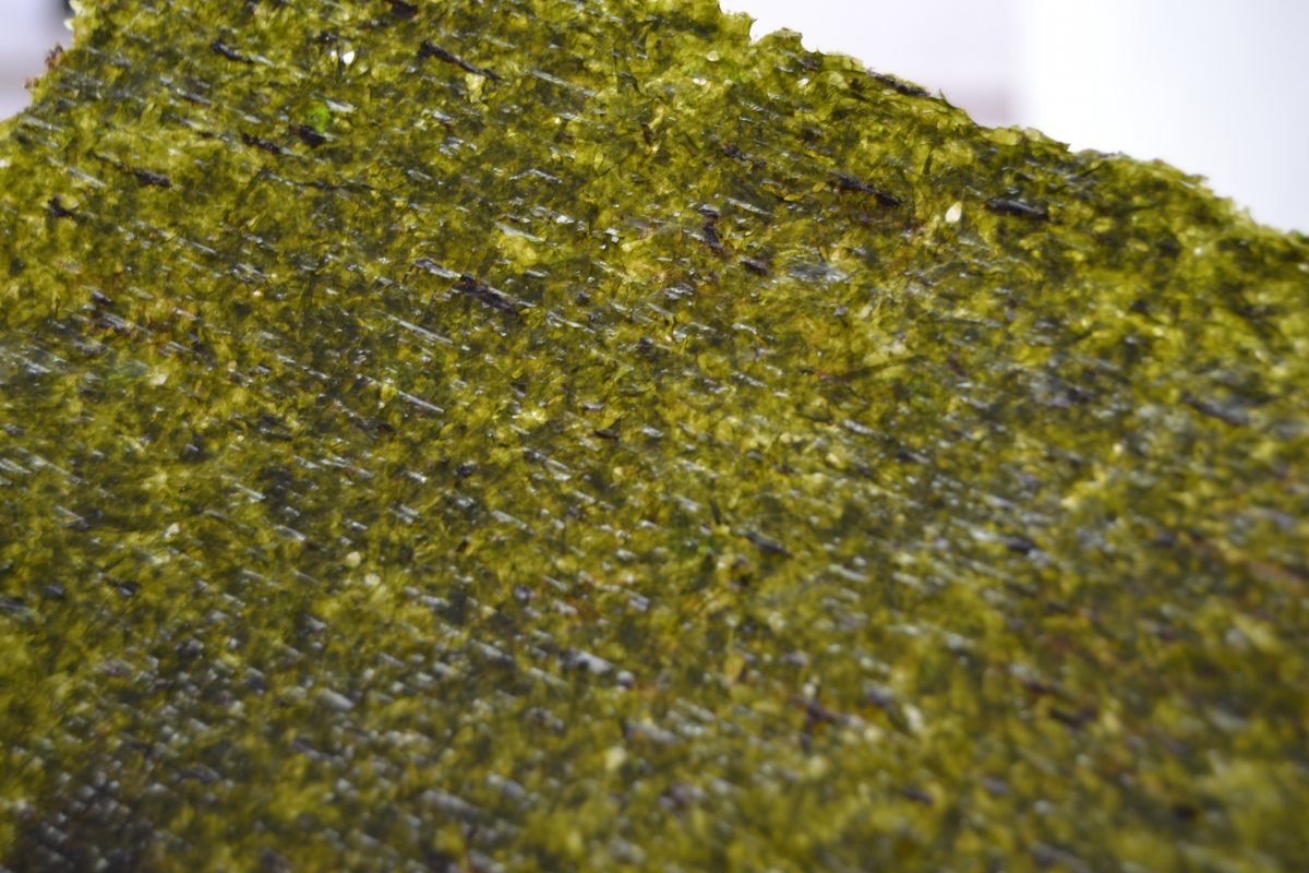 Detalle de la textura de una hoja de alga nori