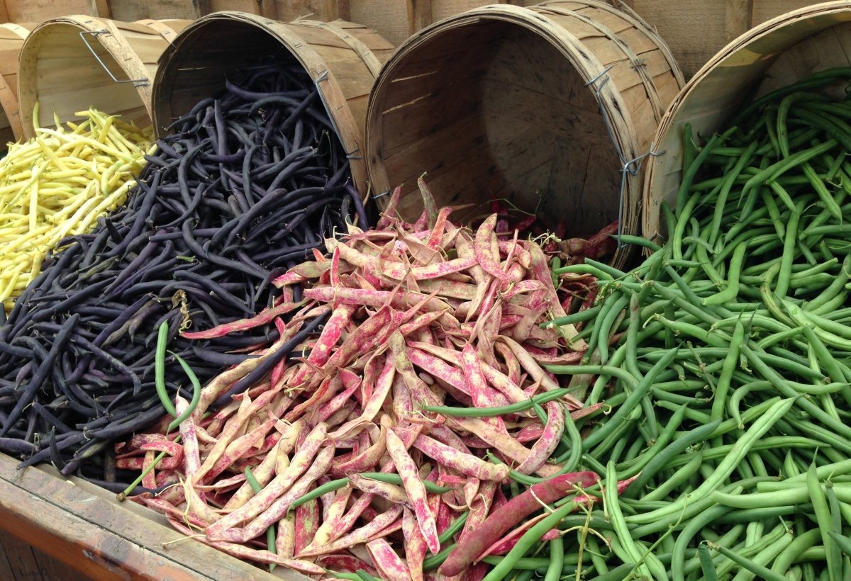 Diferentes tipos de legumbres o judías en un mercado