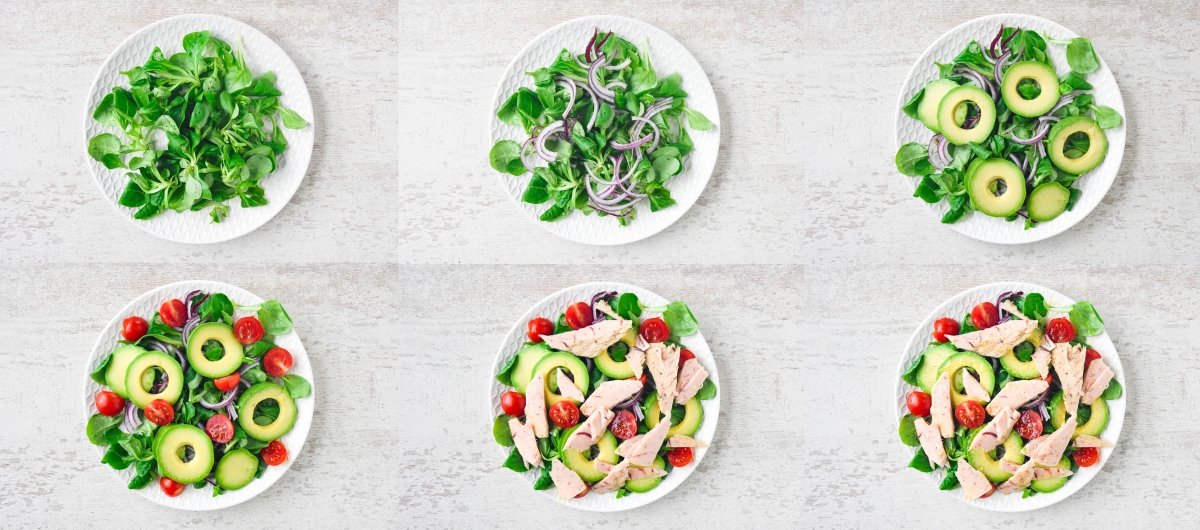 Disponemos los ingredientes en los platos