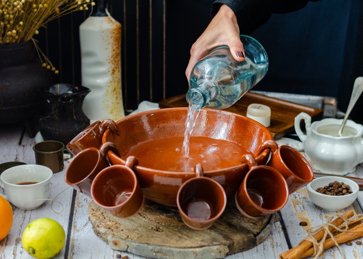 Pouring the brandy to make a Galician queimada