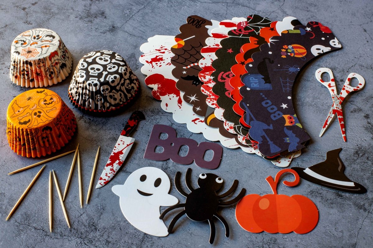 Elementos decorativos para los cupcakes de calabaza y chocolate