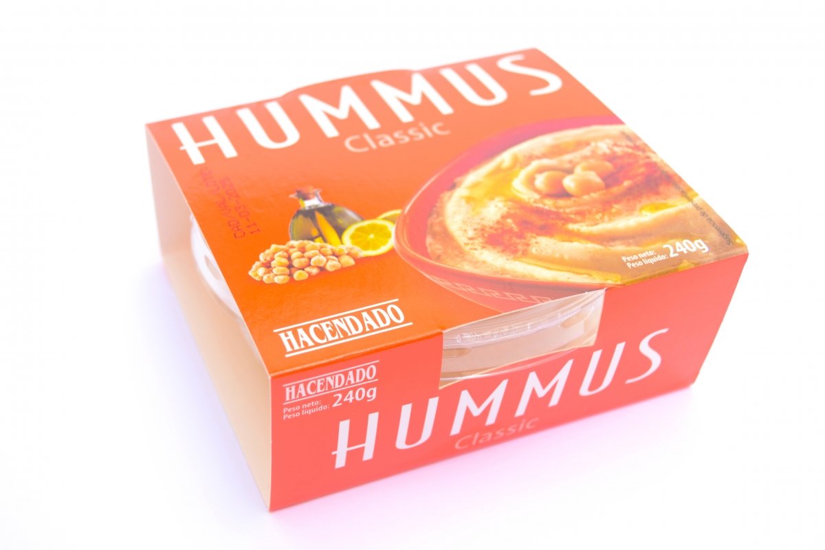 Envase de hummus de garbanzos clásico de Mercadona