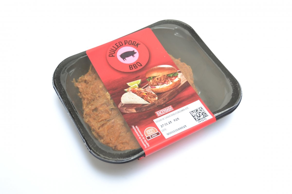 Envase de pulled pork de Mercadona para microondas