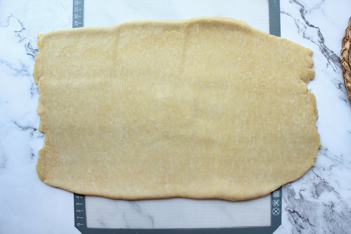Stretched the dough forming a rectangle