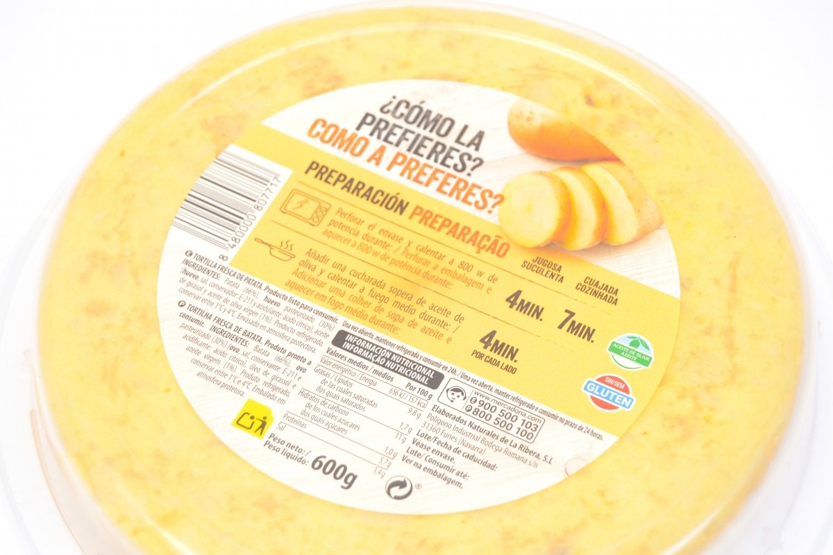 Etiquetado de la tortilla de patatas de las comidas preparadas de Mercadona
