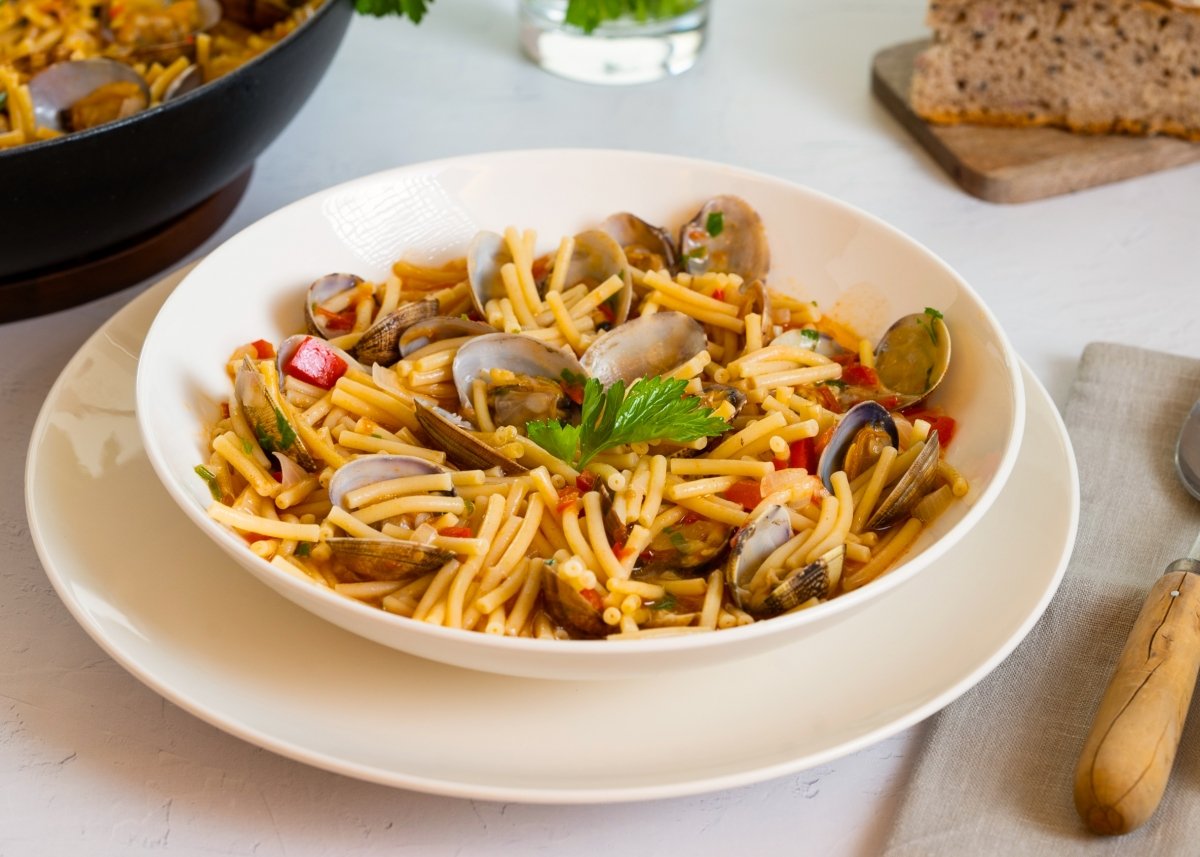 Fideos con almejas caseros