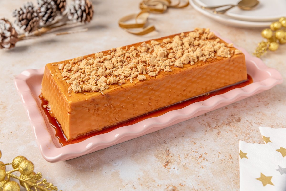 Flan de turrón en Thermomix servido