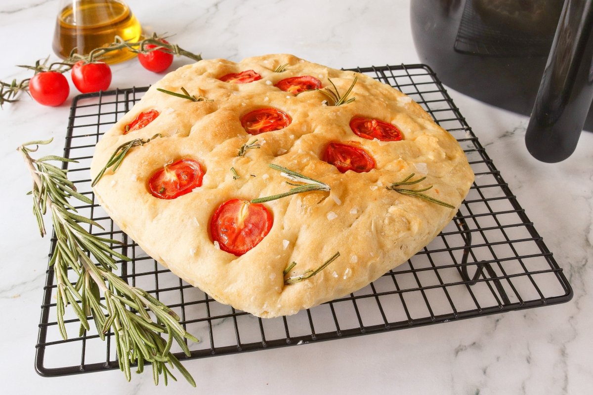 Focaccia casera en freidora de aire