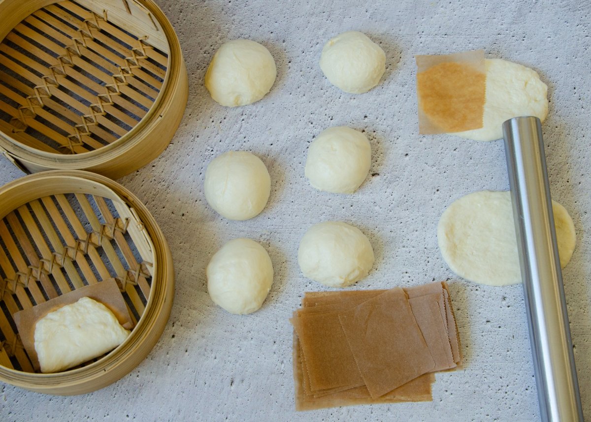 Forming the homemade bao breads
