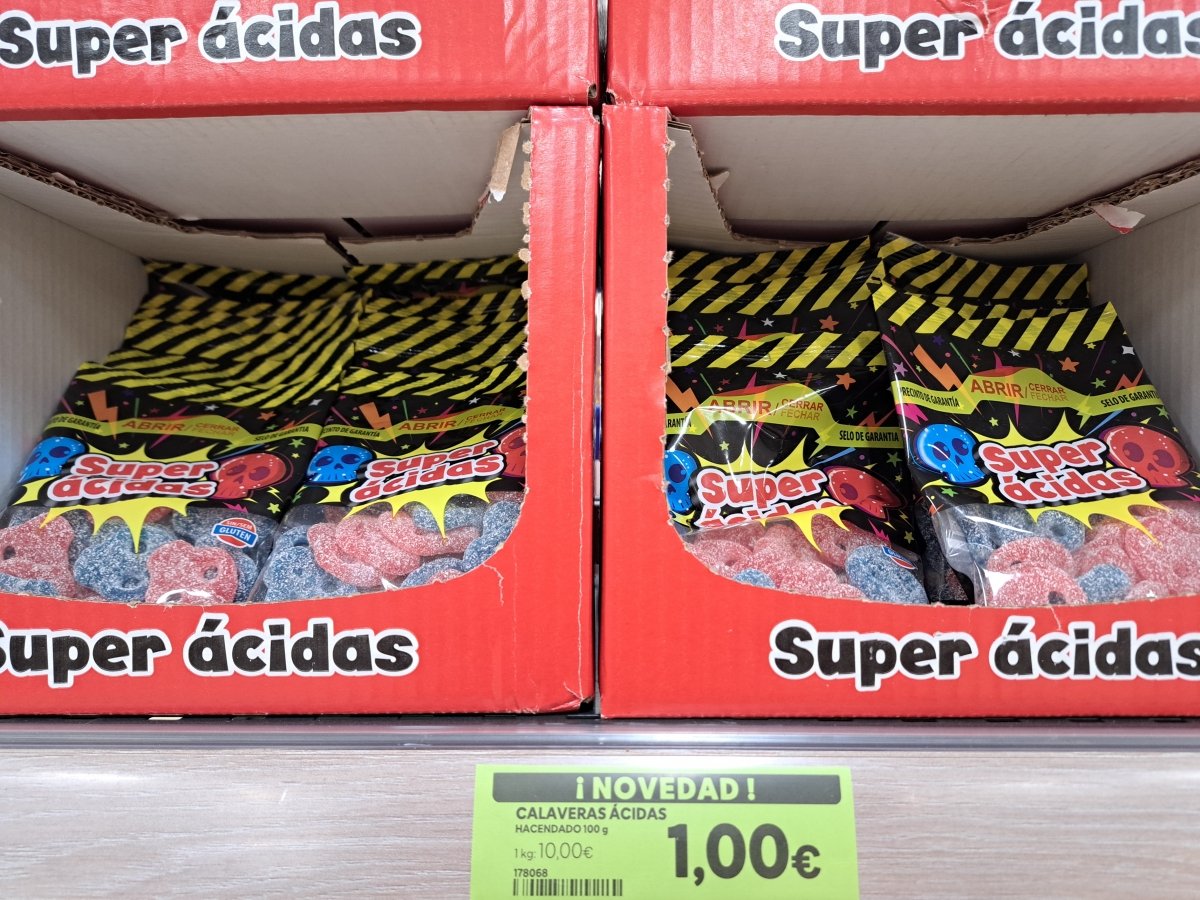 Golosinas calaveras Halloween super ácidas Hacendado